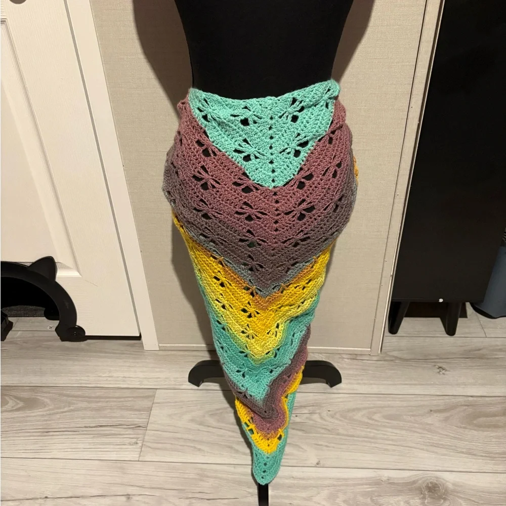 Multicolor Hand Crochet Shawl / Swimsuit Cover